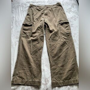 Old Navy Mens Y2K Heavyweight Cotton Cargo Pants 36x30 Khaki Streetwear Skater